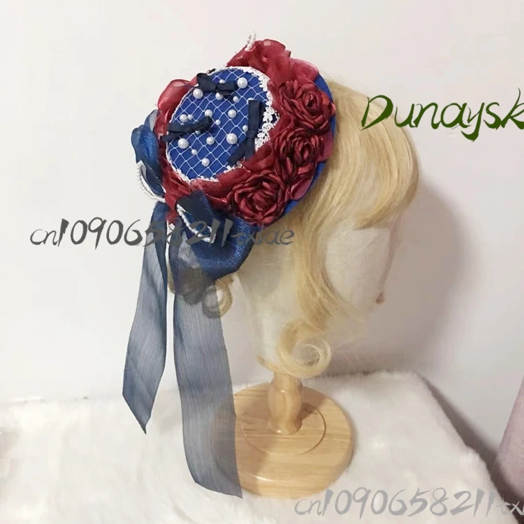 백설 공주 로리타 보닛 달콤한 메쉬 플랫 캡 분리형 보우 슬리브 커프스 동화 속 공주 헤드 피스 코스프레/할로윈