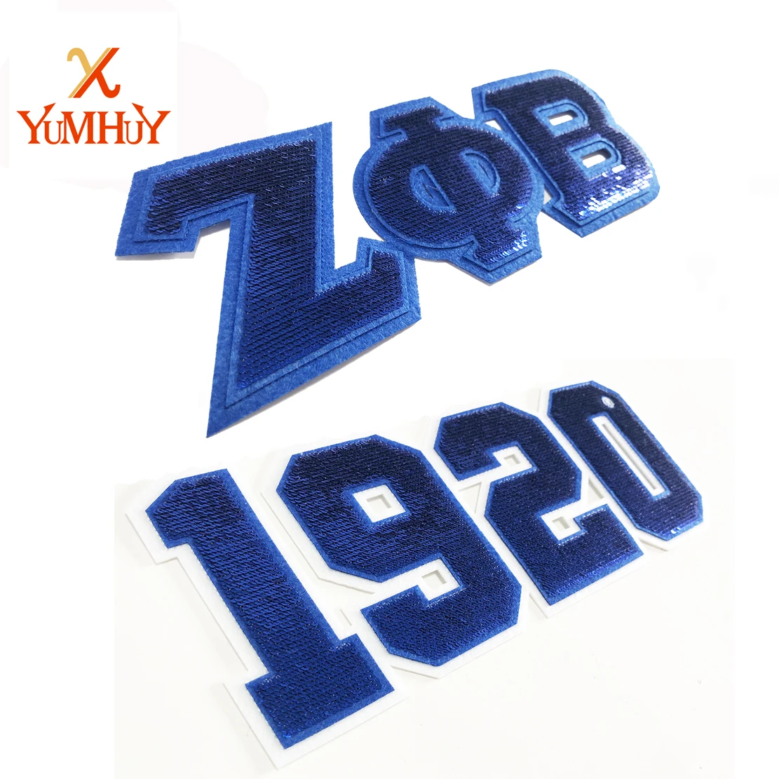 Zeta Phi Beta Sequin Embroidered Iron-On Patches, Factory Direct, Since 1920, Number Patches