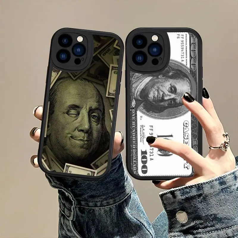 Money Dollar bill Phone Case For iPhone 11 12 13 14 X XR Pro MAX 7 8 Plus Lens Protective Leather Soft Back Cover