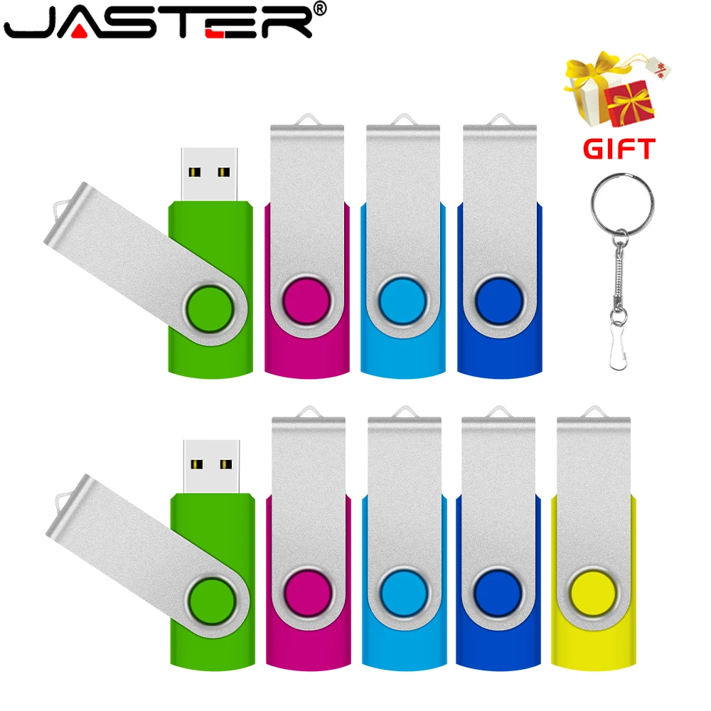 JASTER-unidad Flash USB de plástico verde, Memoria giratoria de 128GB, 64GB, Clip de Metal, Pendrive de 32GB, regalo creativo, 16GB, 8GB