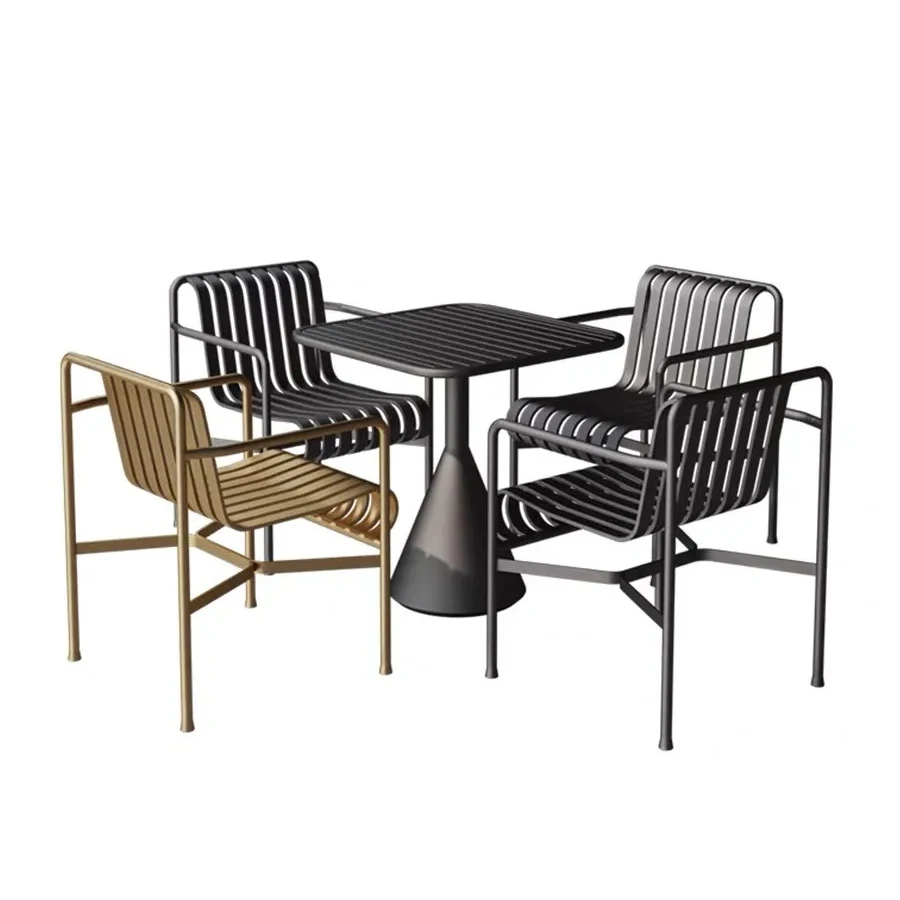 

#Table And Chairs Cafe Outdoor Furniture Sets Metal Dining Table And Chairs For Garden Courtyard Street