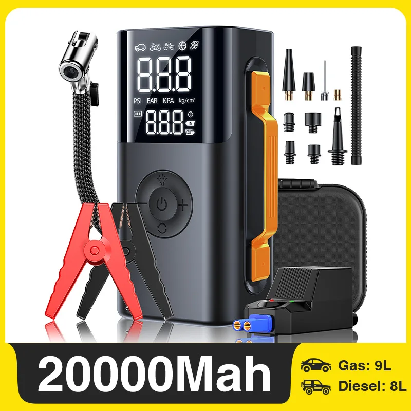 

Car jump starter 6000A Jump Starter 150PSI Air Pump Multifunctional Tire Inflator Power Bank Lighting for Car