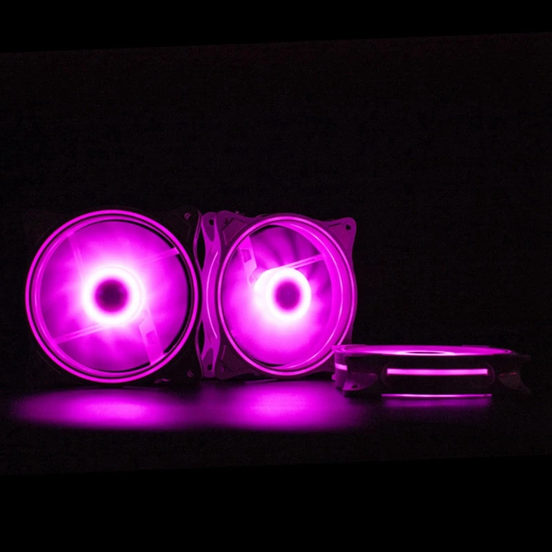 SMIEA 4 Pin 120mm Cool Fan Pc Fans 3 Aperture Interntl External Pink LED Large Air Volume Silent Fan for Pc Cooling 3 Pack