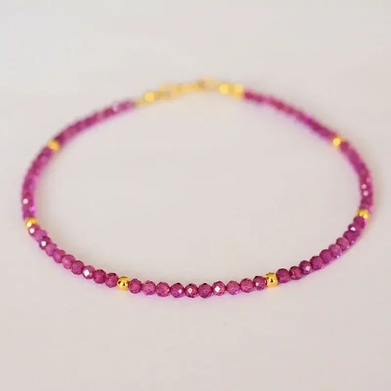 

Fancy Remades Rubys 1-2mm Facted Beads Tibetan silver Shining Bracelet 7"
