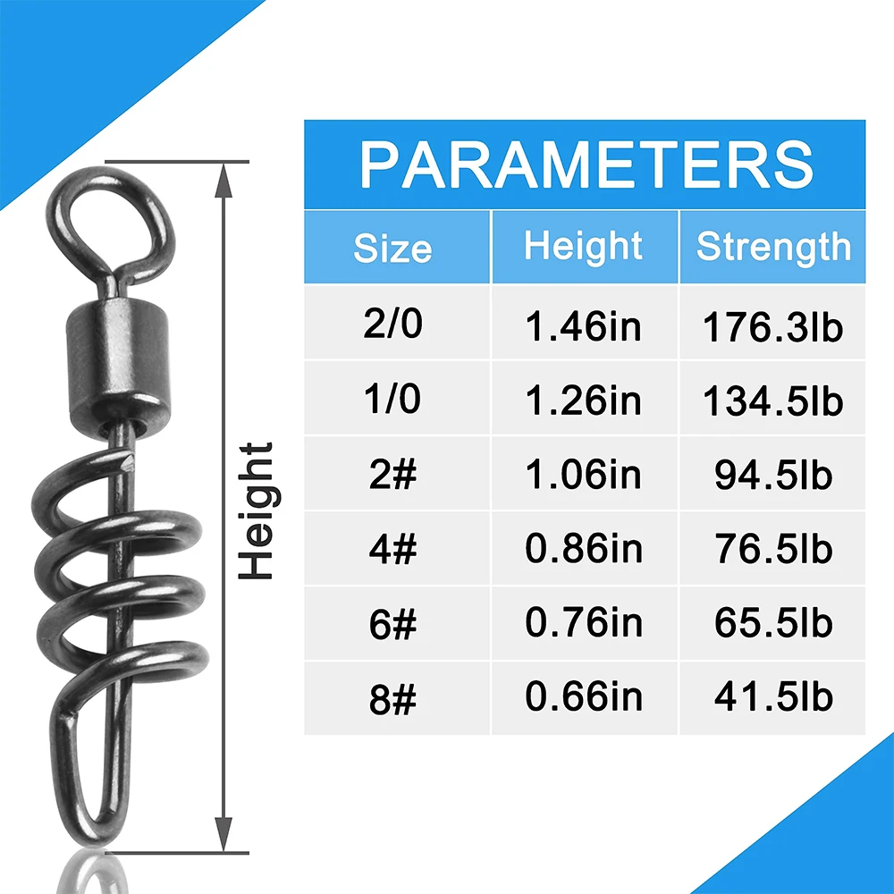 10Pcs Fishing Corkscrew Swivel Snaps Stainless Steel Fishing Barrel Rolling Swivels Quick Clips Fishing Lure Line Connectors