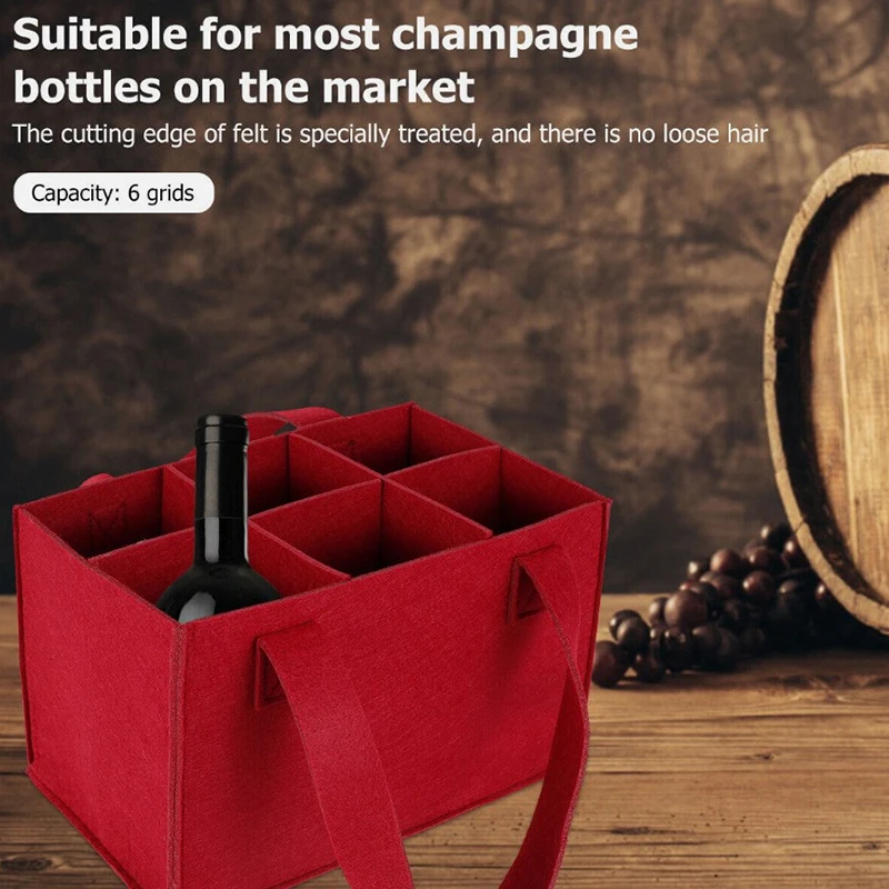 Lightweight Foldable For Travel Wine Bottle Bag With Carry Handle Picnic Tear Resistant Waterproof 6 Compartments BBQ Party