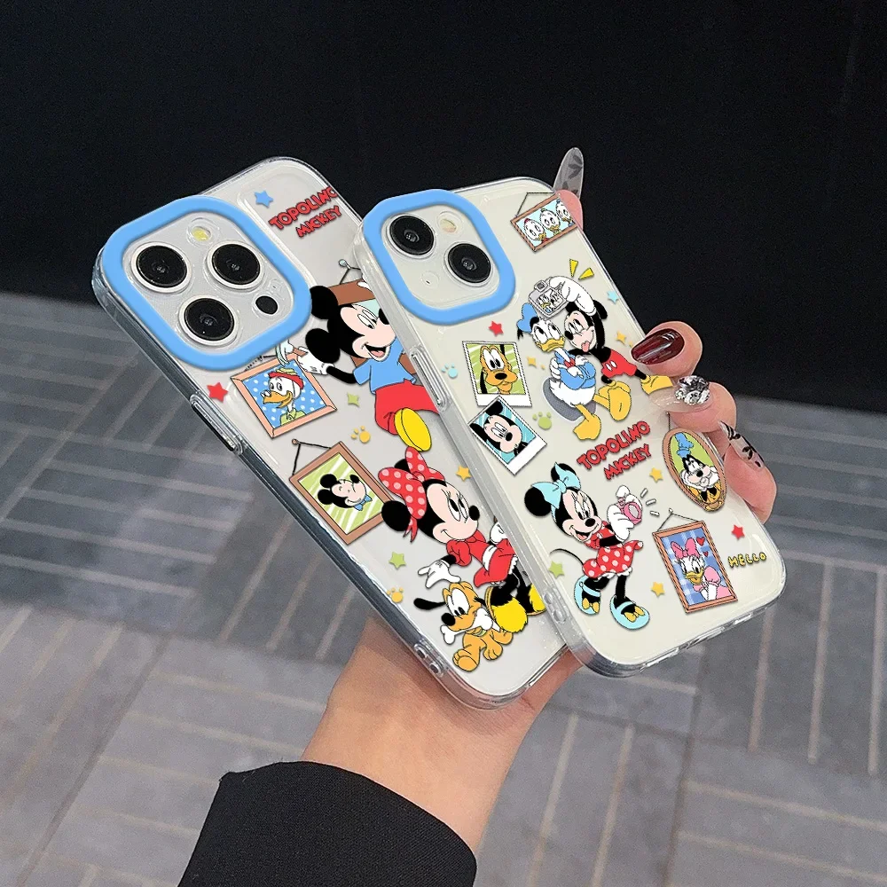 Mickey Minnie Clear Space Phone Case for Oppo A2 A3 A9 A5 A16 A53 A55 A60 A72 A76 A78 A92 A92S A74 A97 A98 Pro 5G Transparent