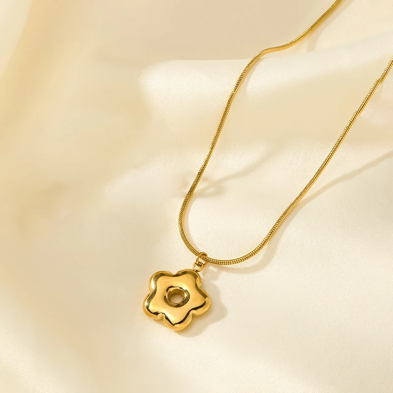 EILIECK 316L Edelstahl Metall-Blumen-Halskette und Ohrringe Set für Damen, Modisches Party-Schmuckset, 18K Vergoldet – Detail 10
