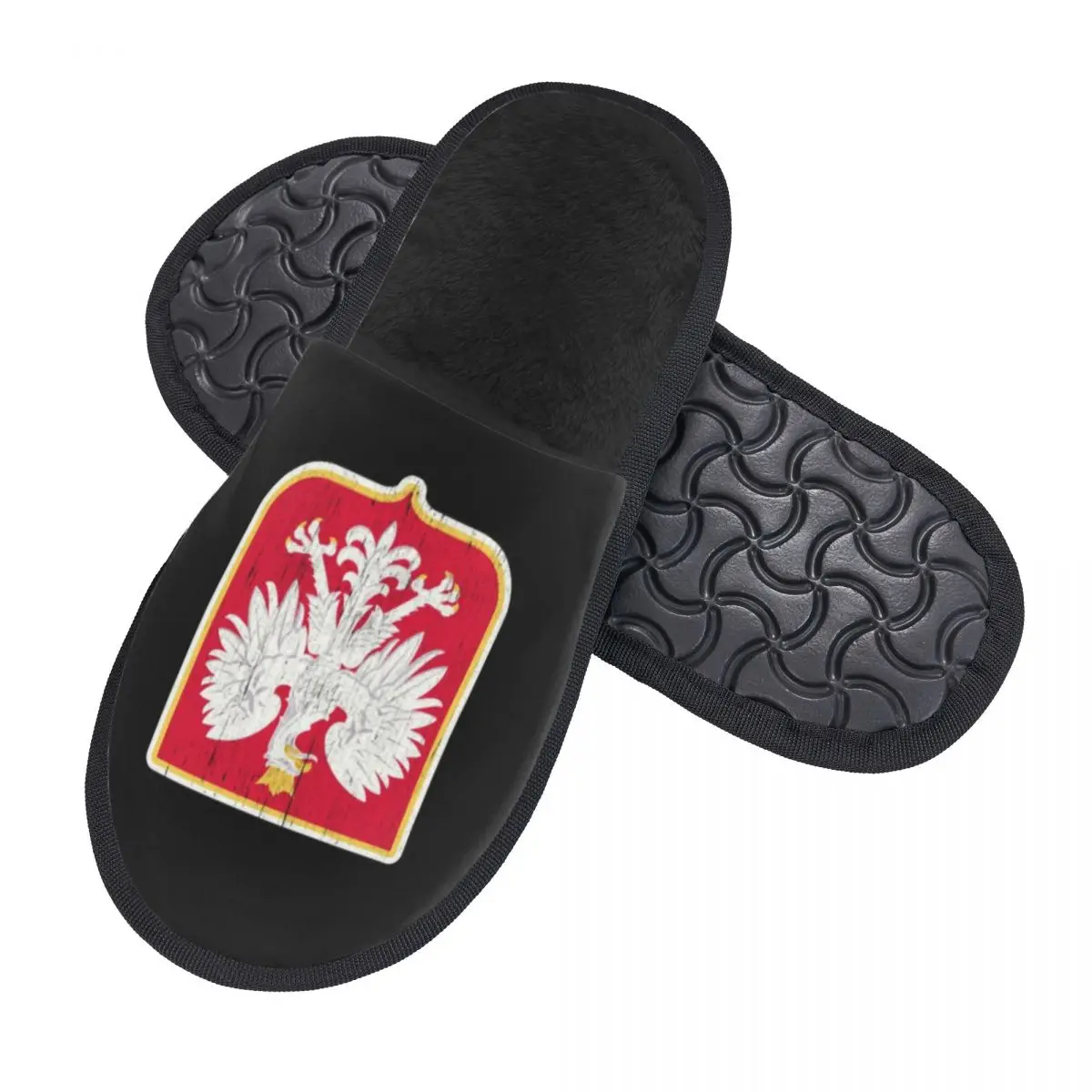 Custom Polska Polish Coat Of Arms Eagle House Slippers Women Cozy Memory Foam Poland Flag Slip On Bedroom Slipper Shoes