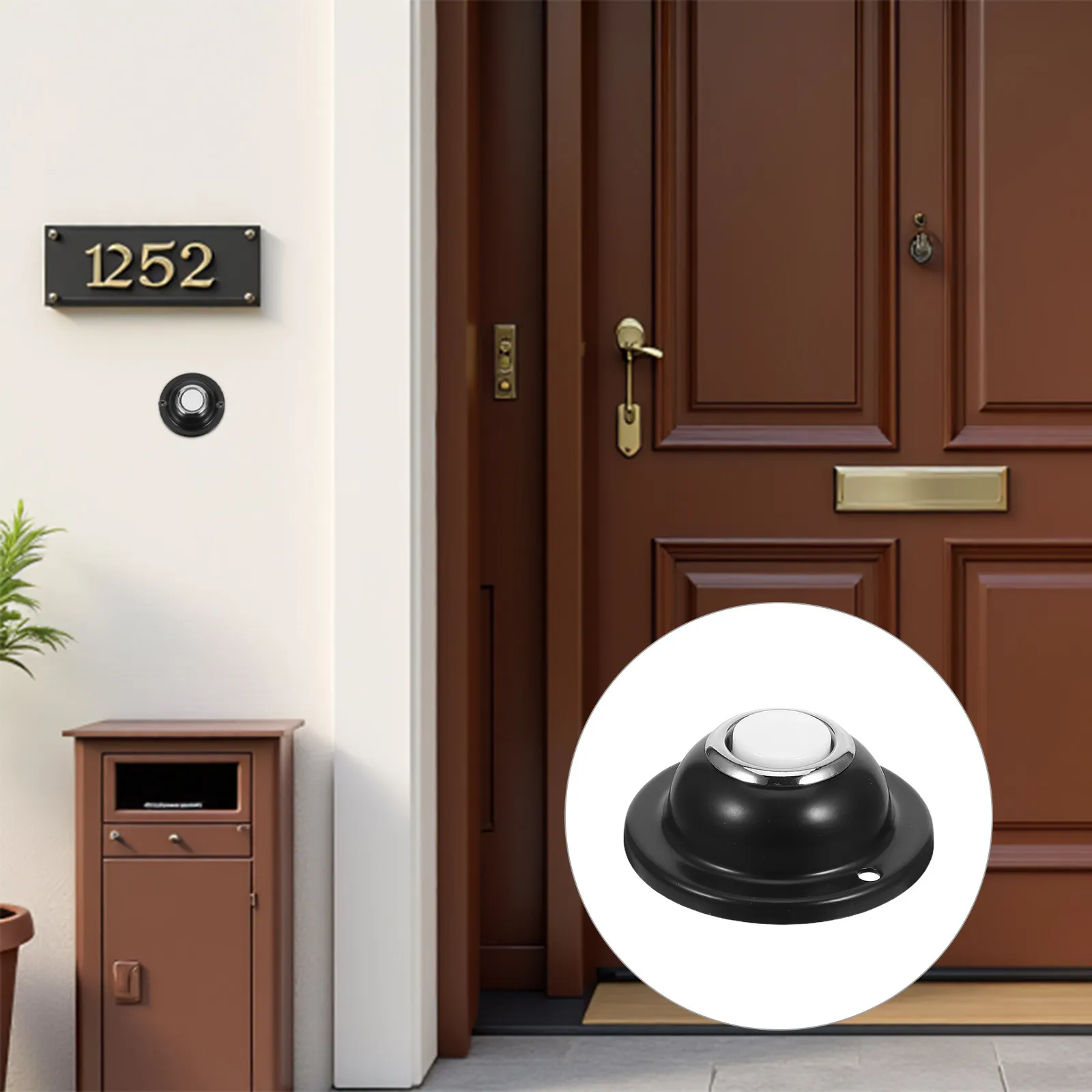 Mini Round Doorbell Button Metal Push Press Button Wall Mounted Replacement Doorbell Chime for Home Office Garage