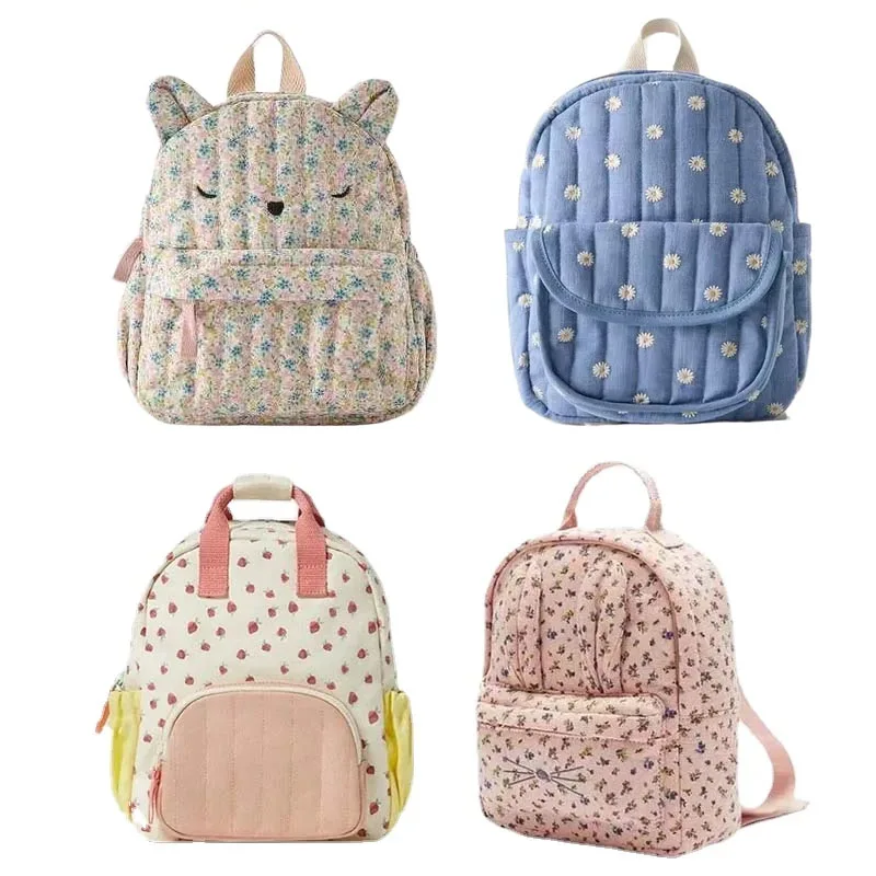 2024 Cartoon Print Floral Kids Backpack for Girls Boys School Bags Kid Bag Backpacks for Kids for School  Cute Backpack