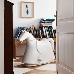 Silla de salón de madera de fibra de vidrio para niños, mecedora de diseño nórdico personalizado, modelado creativo, dibujos animados, caballo, sala de estar