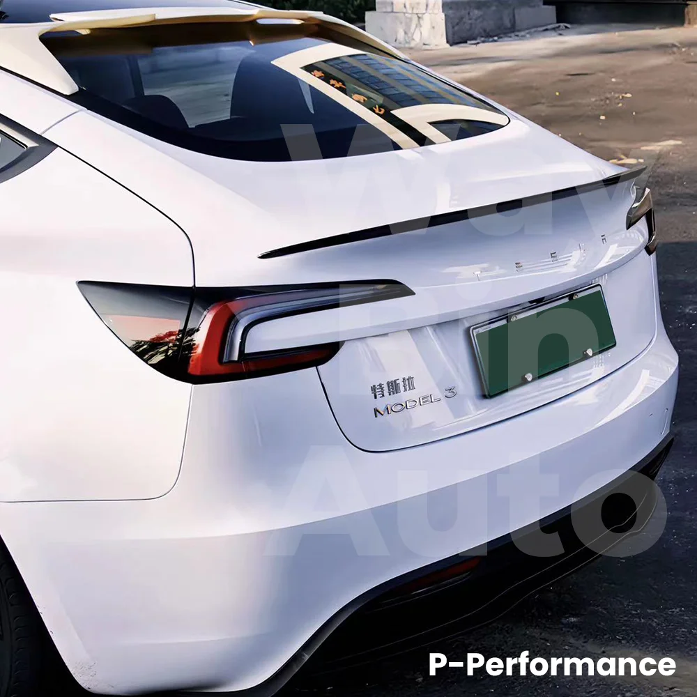 WayBin Tesla 2024 Model 3 Highland Rear Spoiler Wing Trunk Lid Car Sport Wings Black Carbon Exterior Model 3+ Tuning Accessories