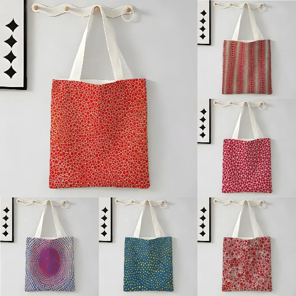 Art Background Design Y-Yayoi Kusama Storage Bags Canvas Tote Bag Large Women's Designer Handbags Shopping Bags for Groceries