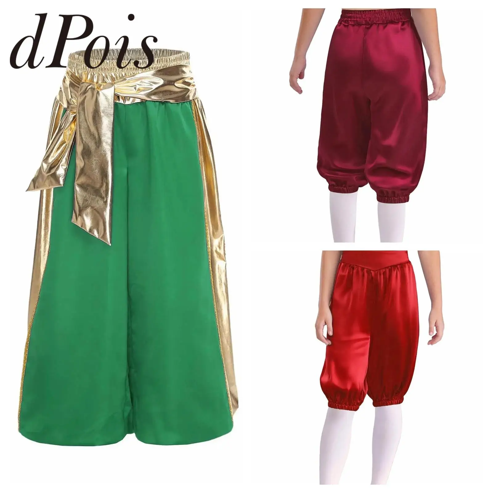 

Детские шаровары для косплея металлик для мальчиков, детский арабский костюм, шаровары, костюм арабского принца на Хэллоуин, средневековые капри