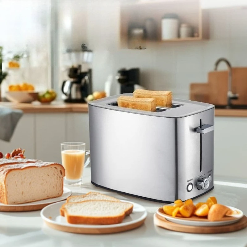 

Тостер-сэндвичница 110/220В с выдвижным поддоном для крошек, мини-тостер на 2 ломтика для домашнего завтрака, кухонная техника
