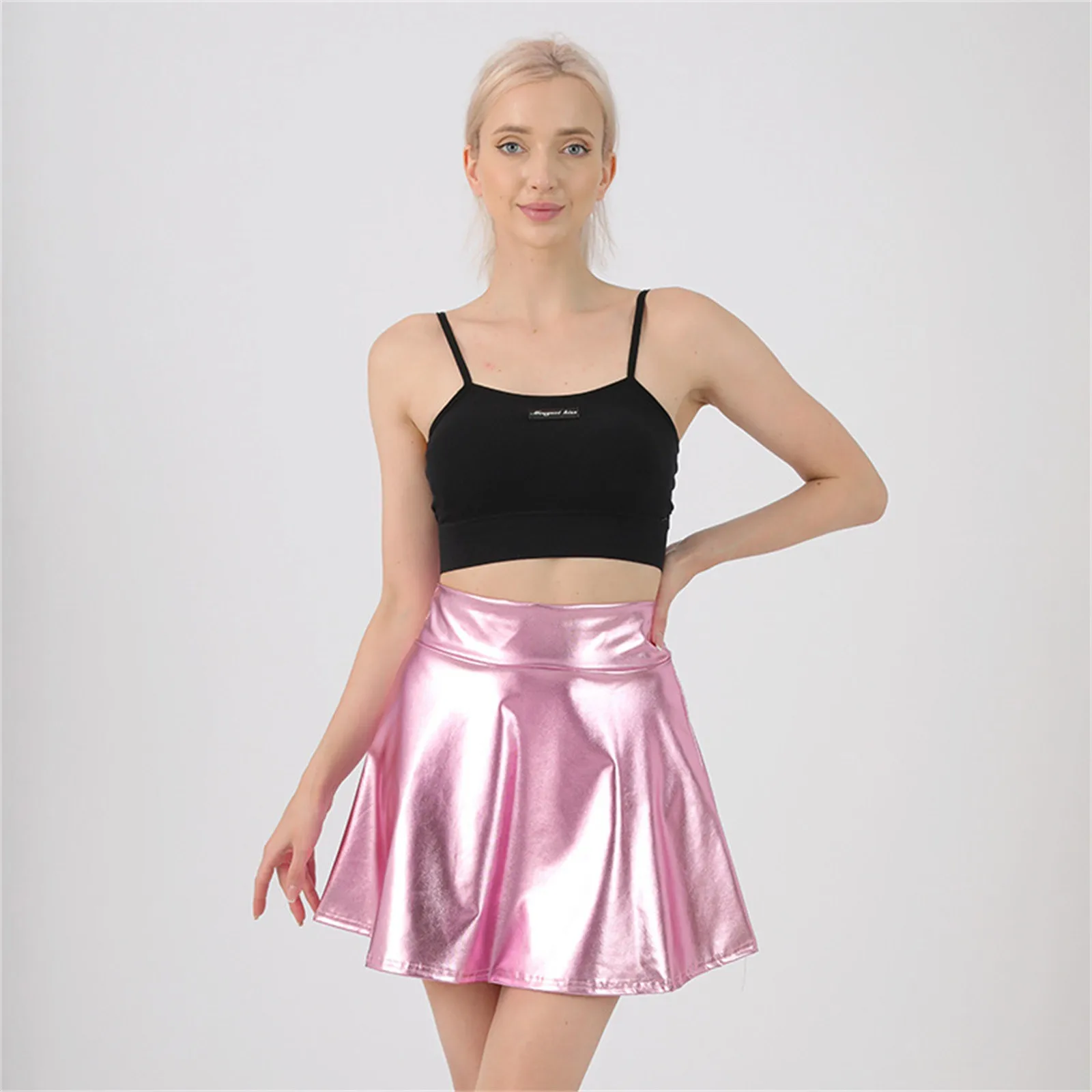 

Women Sexy Mini Skirt Women'S Leather Skirt Shiny High Waisted Trendy Dance Skirt Summer Gyaru Grunge Y2k Girl Pencil Skirt