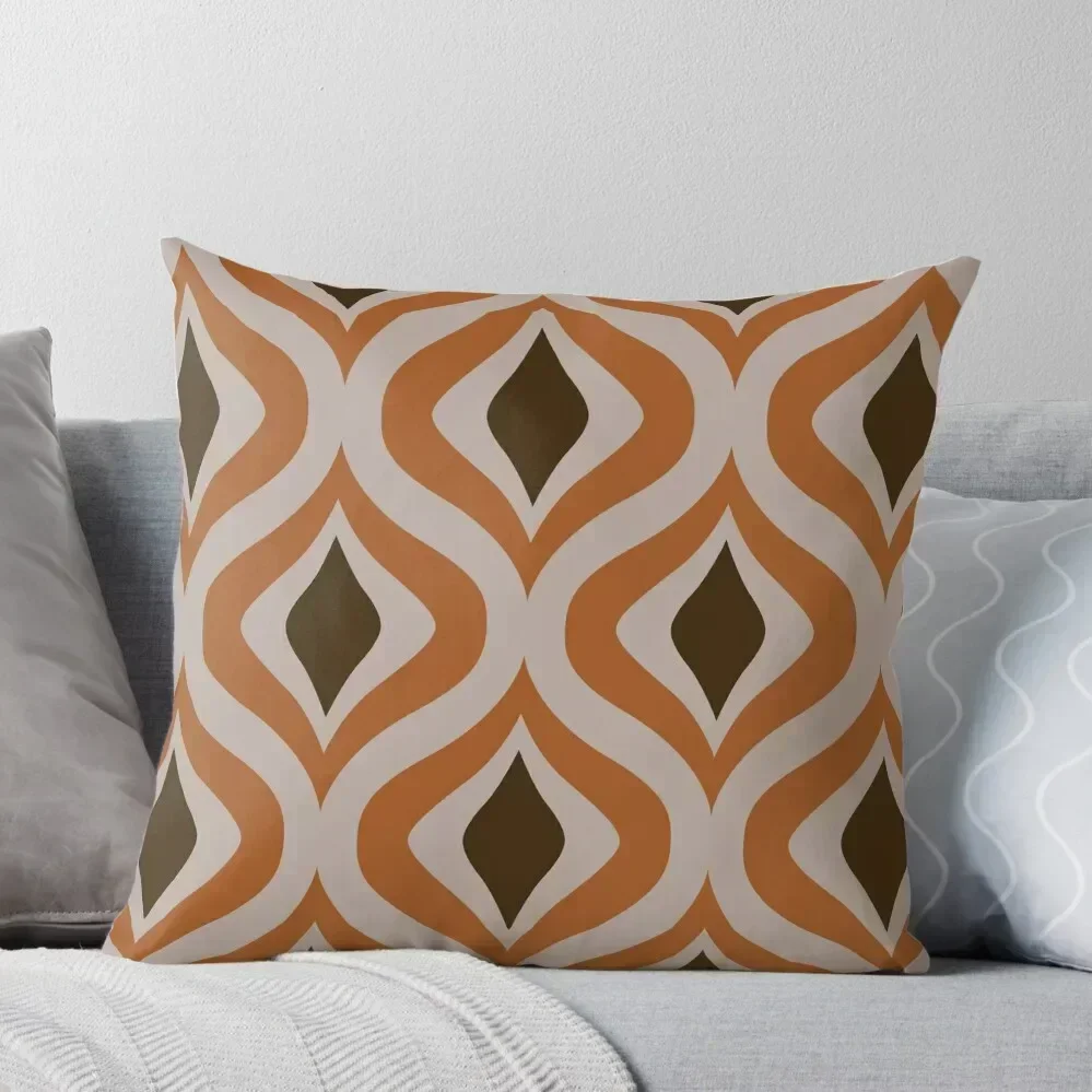 70s Pattern Flower Snake Pattern Eye in Orange and Dark Brown Throw Pillow home decor items pillowcases for sofa cushions pillow