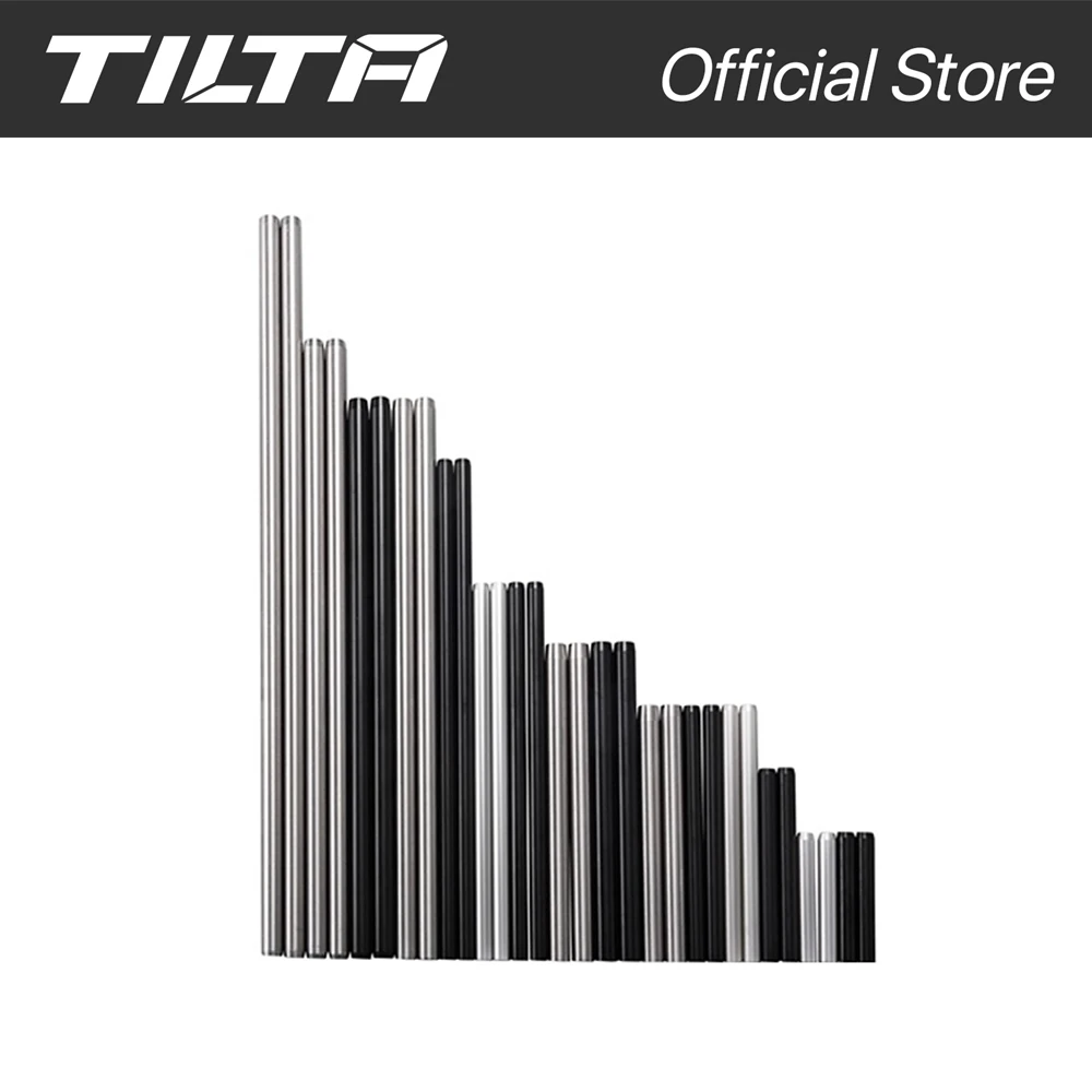 TILTA 2 szt. x R15-100-B 15 mm pręty ze stopu aluminium 100/150/200/300 mm do systemu prętów szynowych do lustrzanek cyfrowych Para czarno-srebrna