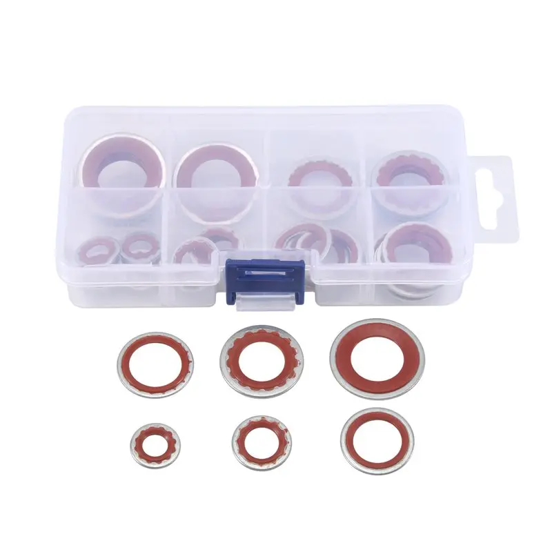 ABSJ-60Pcs A/C Gasket Assortment,AC Compressor Seals Automotive Air Conditioning Compressor Port Seal Washer Kit