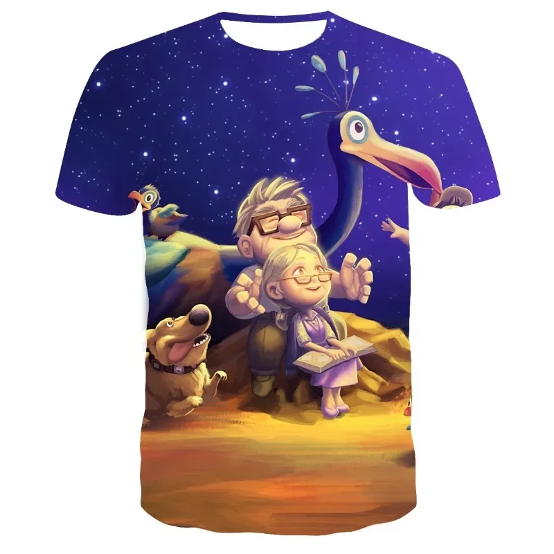 2024 Disney Classic Movie Up T-Shirts Kleidung Kinder 3D Mode Kurzarm T-Shirt Jungen Mädchen Sommer Straße Casual Tops T-Shirt