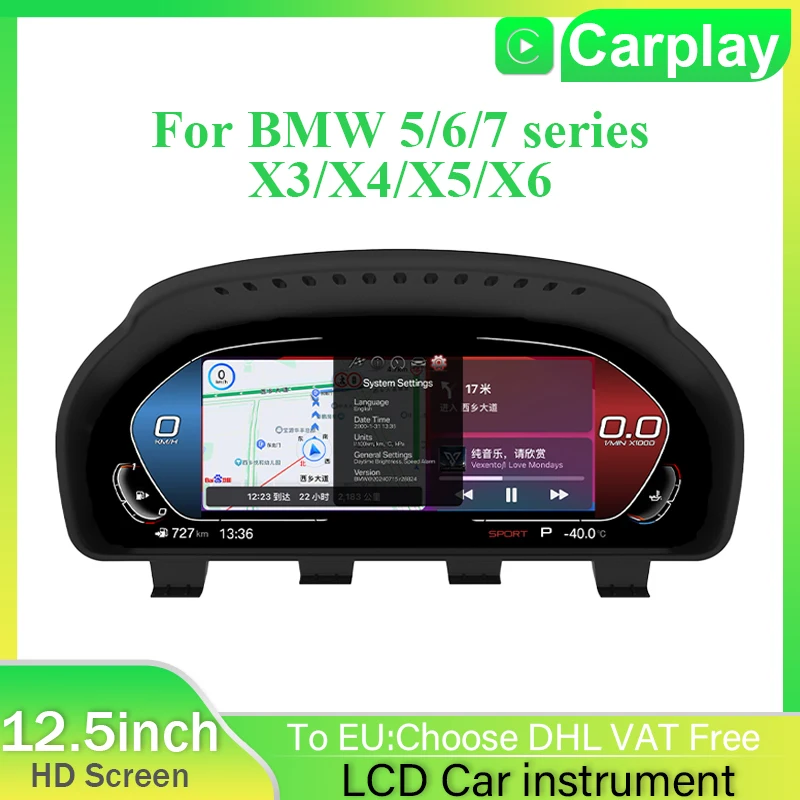 

Update Car LCD Digital Dashboard Panel With Apple Carplay For BMW 5/6/7 Series X3/X4/X5/6 Instrument Cluster Speedometer Panel