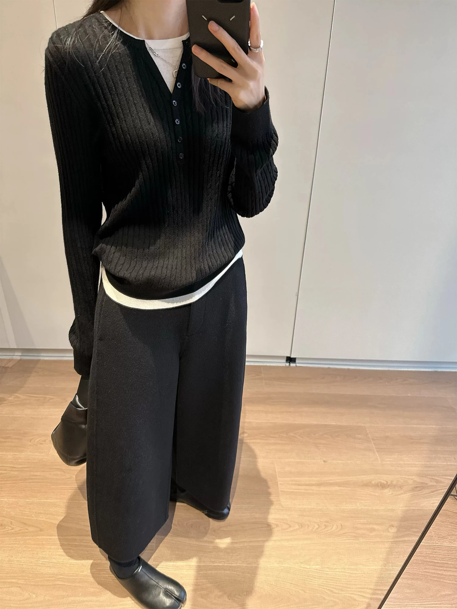 

Women's Camere Knitted Sweater Fake Two-Piece Elastic Base Layer Spring Design Casual Sle Long Sve round Ne Top