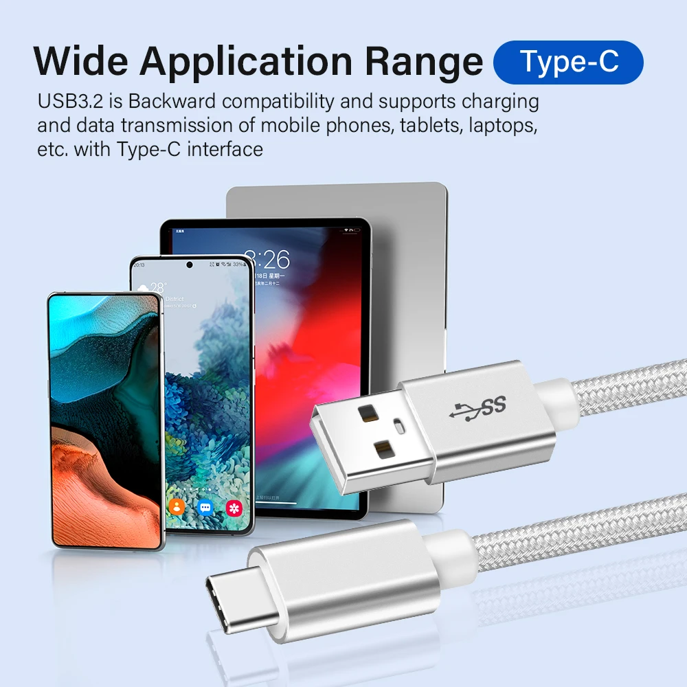 3A USB C Cable for iPhone 15 Pro max USB3.2 Gen2 60W Fast Charging USB A to Type C Data Cord for Xiaomi Samsung MacBook iPad 3m