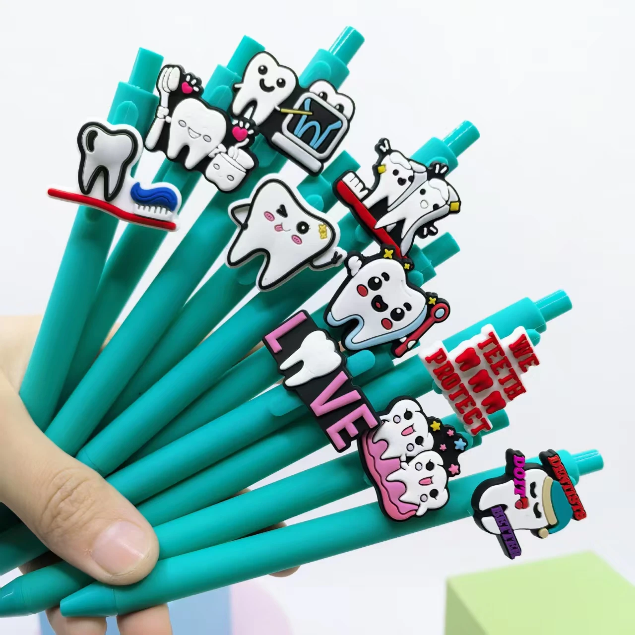 10PCS creative tooth modeling ballpoint pen, World Love Teeth Day promotional pen, love teeth gift pen, random styles