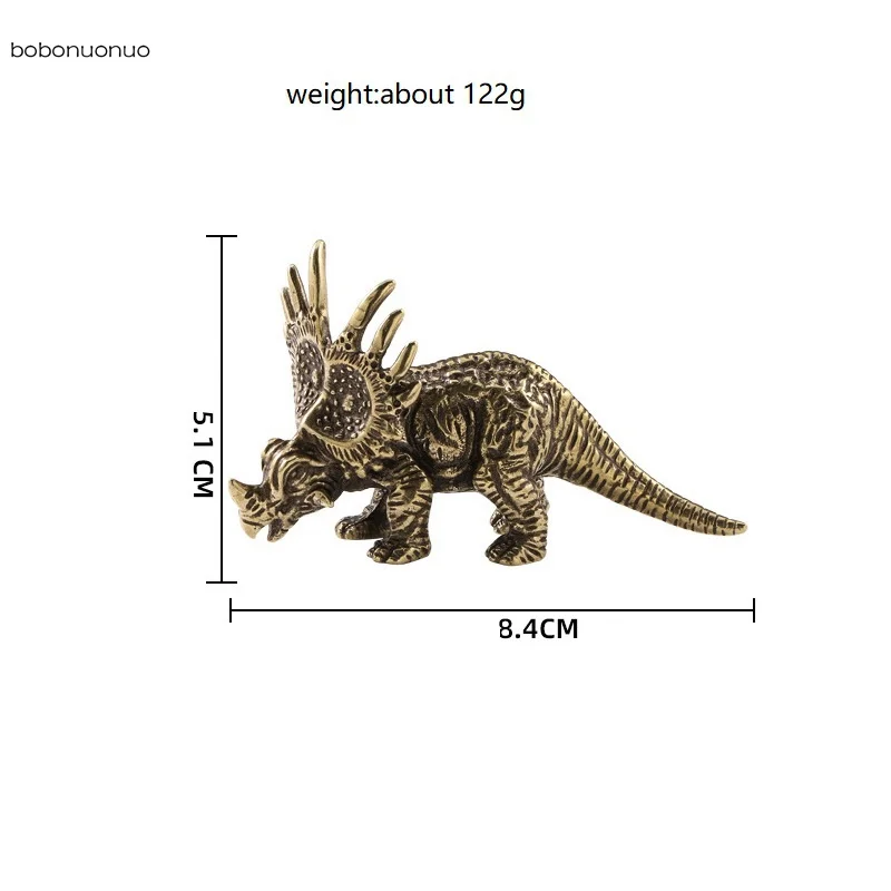 Brass Jurassic Dinosaur Styracosaurus Statue Office Desktop Ornaments Tea Pets Crafts Animal Figurines Miniatures Toy Gifts