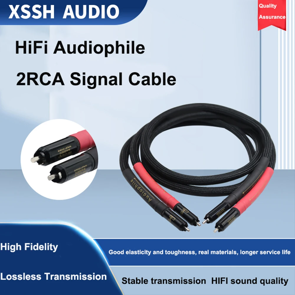 1 Pair 2pcs XSSH Hi-end HIFI FA-220 PVC 2 Core Pure Copper OFC PCOCC WBT-0102 Male RCA to RCA Extension Auido Cable Cord Wire