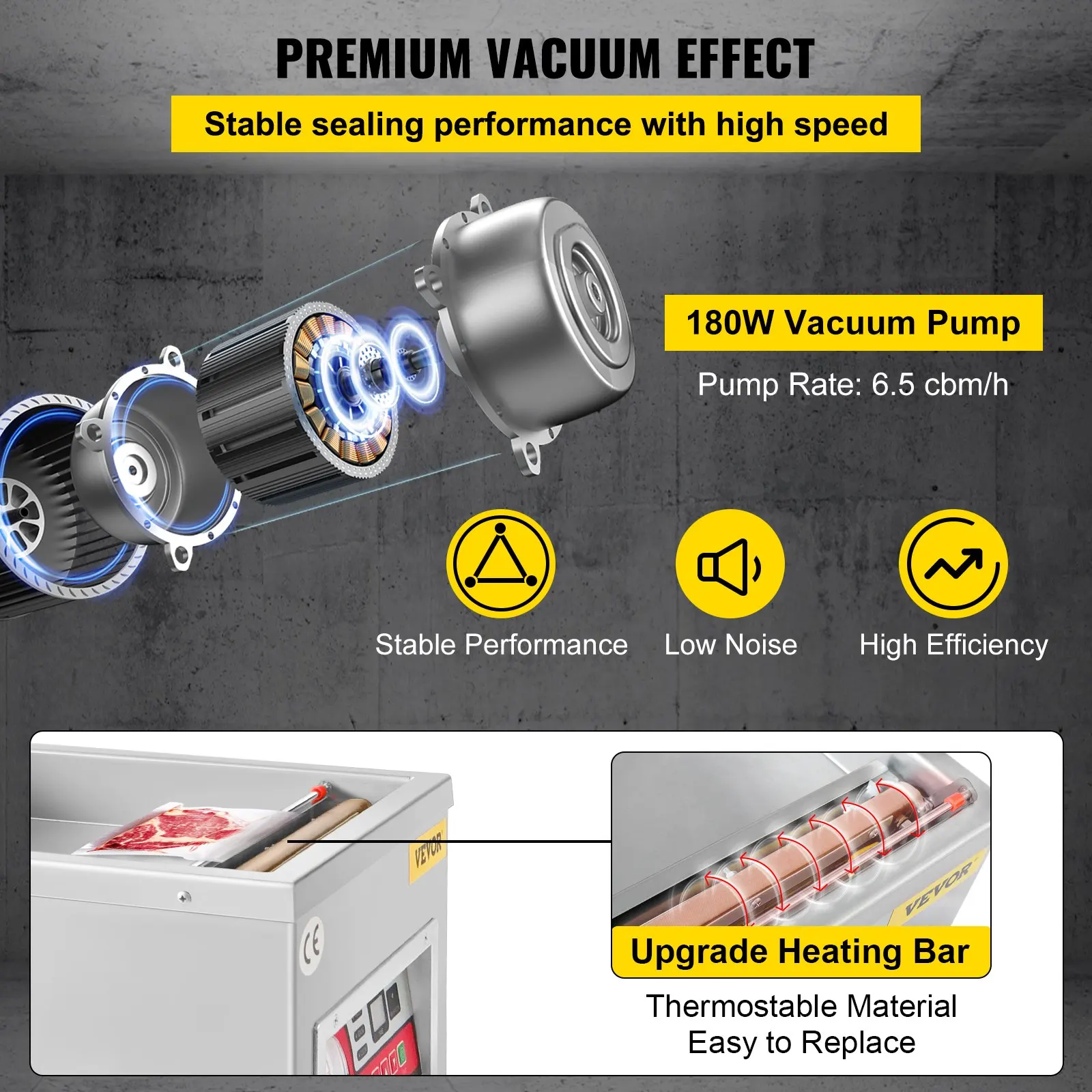 Chamber Vacuum Sealer DZ-260A 6.5 m³/h Pump Rate, Excellent Sealing Effect with Automatic Control Kitchen Packaging Machine