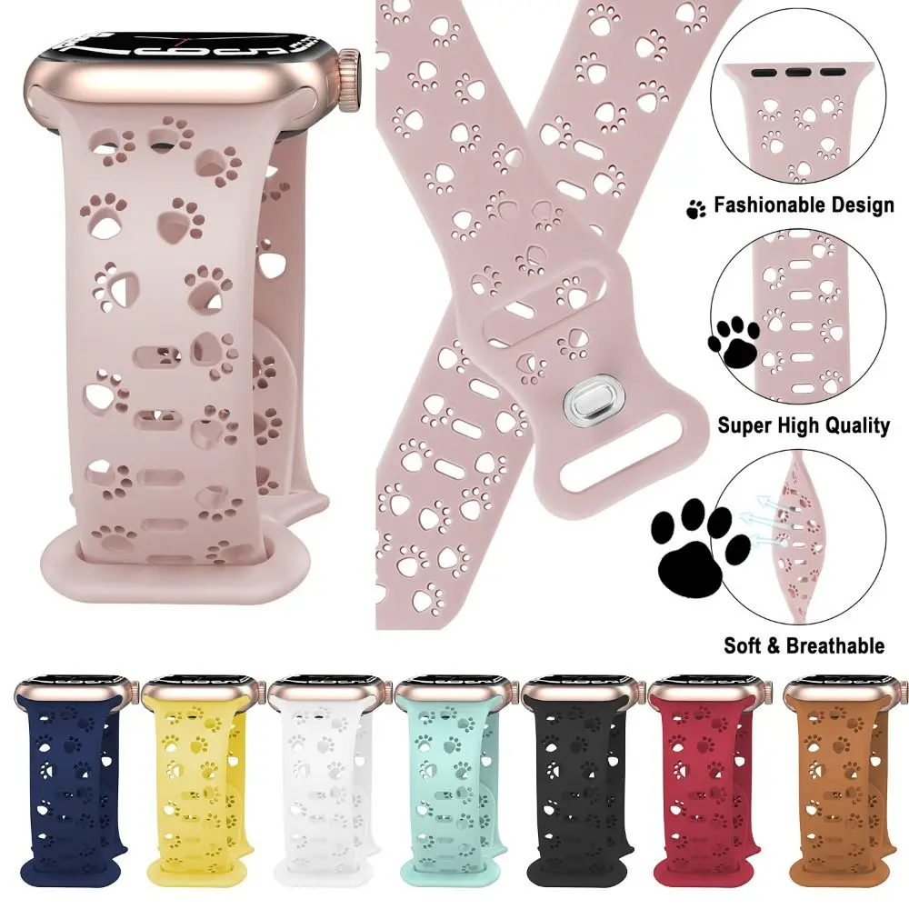 ساعة جوفاء ، سوار ساعة سيليكون بلون واحد ، مطبوعات الكعب ، سوار معصم لسلسلة iWatch SE 8 7 6 5 ، 44: 42 حزام