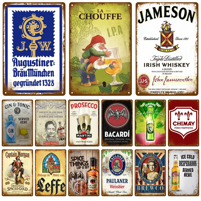 Trinken Bier Vintage Zinn Zeichen Wand Dekor Kunst Für Bar Pub Mann Höhle Dekorative Wein Metall Zeichen Poster Whisky Plaque Platten Wandbild