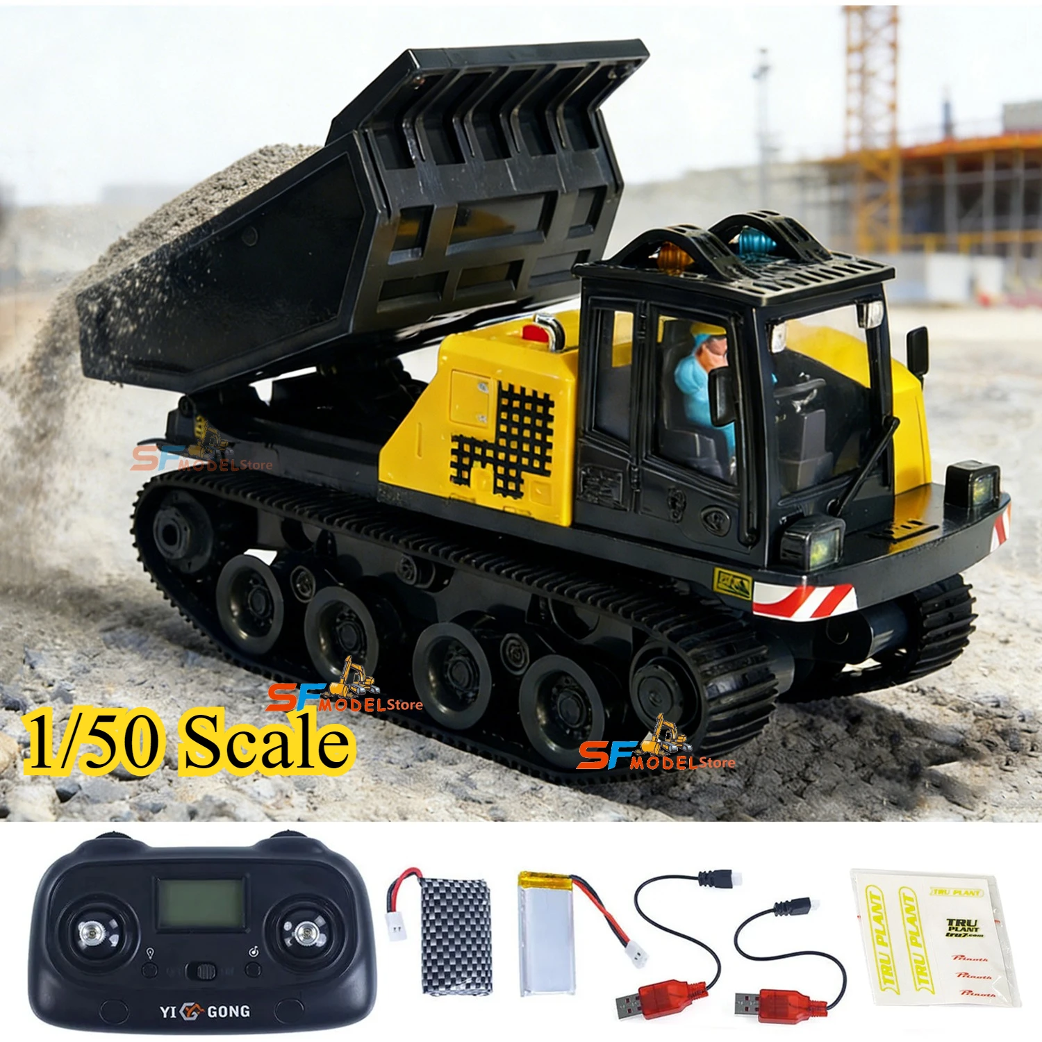 T14R Panther 1/50 Scale RC Dump Truck Electric Tracked Dump Truck Simulation Model with Lights and Sound System RC Toy Gift