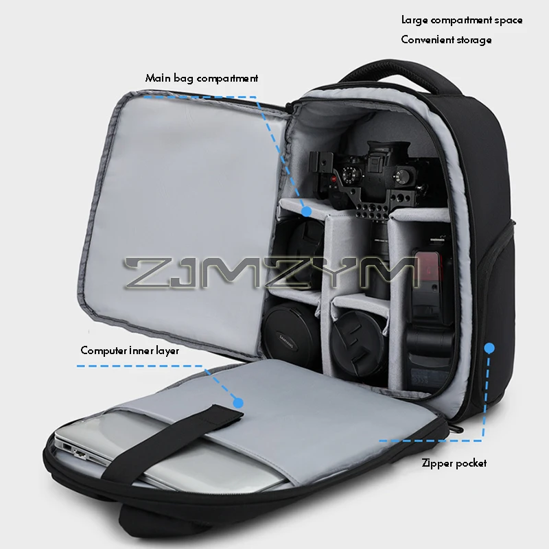 Shoulder Camera Bag Backpack Suitable for Canon, Nikon, Sony Digital Mirrorless Camera Bag, Lightweight, Professional, Large Cap
