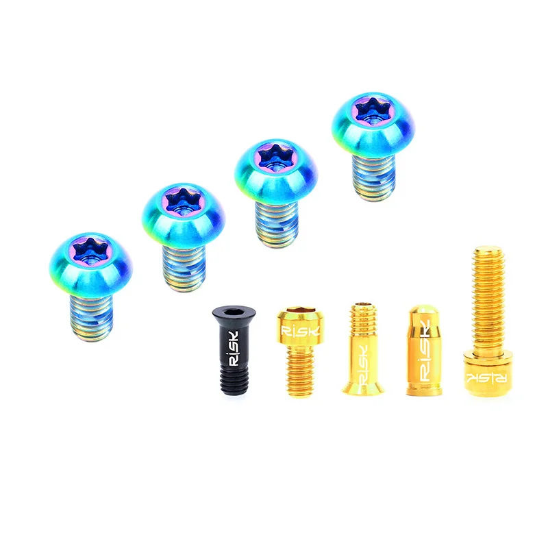 RISK 36pcs Common Bolts Screw Derailleur /Brake/Cage/Valve Cap/Fixing Bolts with WasherTitanium Alloy Screw Kits for MTB Bike