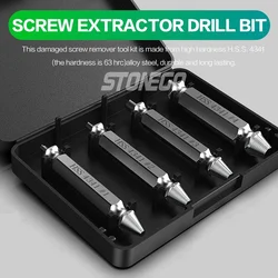 STONEGO-Kit de taladro Extractor de tornillos a rayas HSS 4341, Extractor de pernos rotos para una fácil extracción de tornillos dañados, 1 unidad/4 piezas/6 piezas