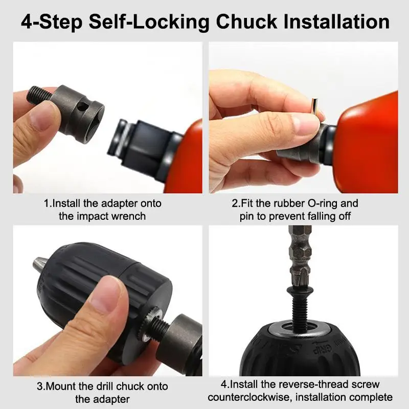 Drill Chuck Adapter Heavy Duty Metal 3/8