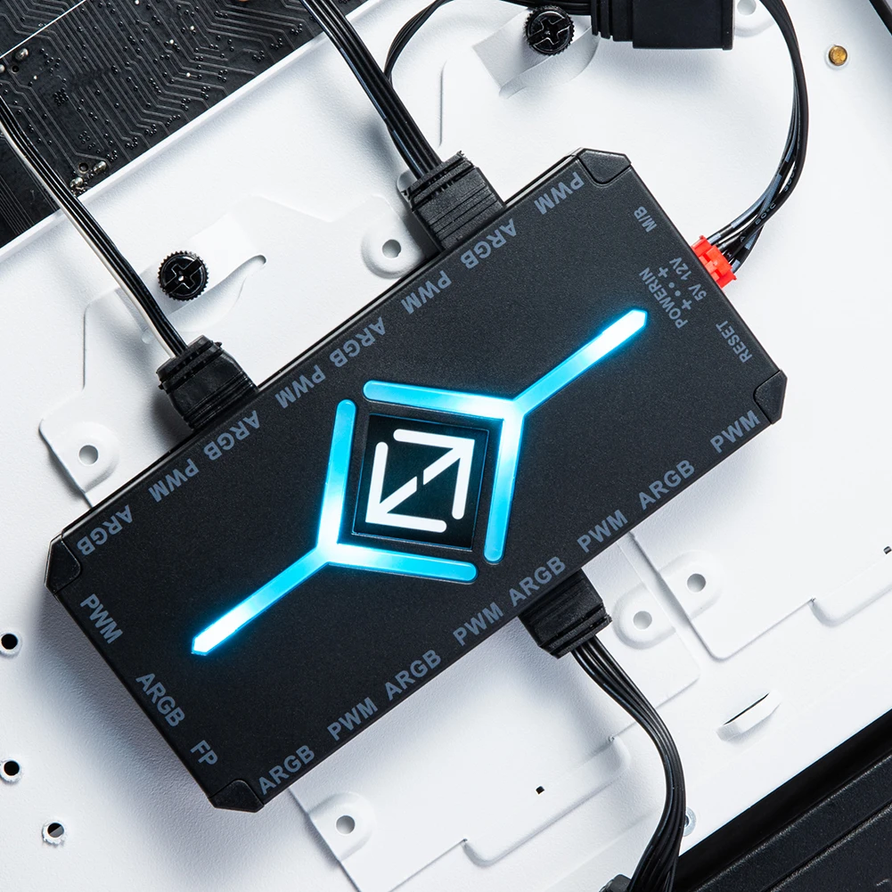 1 To 9 3 in 1 5V 3 Pin ARGB Controller Cooling Fan Hub with Remote PWM ARGB Fan Hub for 5V Addressable ARGB Computer PC Case Fan