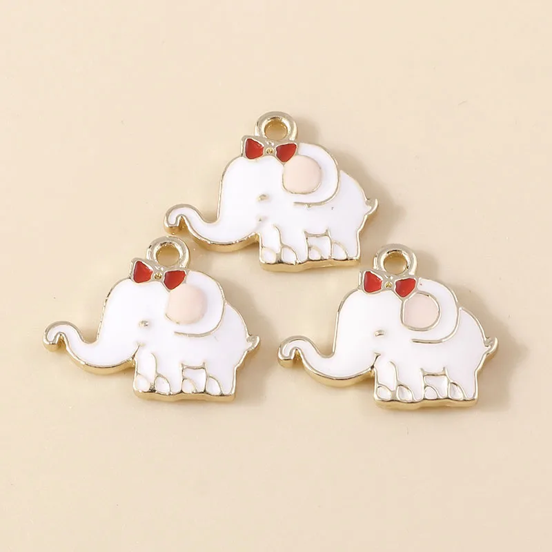 Leslie 10 Stück Emaille-Elefant-Charms-Anhänger für Armbänder, Ohrringe, handgefertigte Schmuckstücke, DIY-Halskettenherstellung, Zubehör – Detail 6