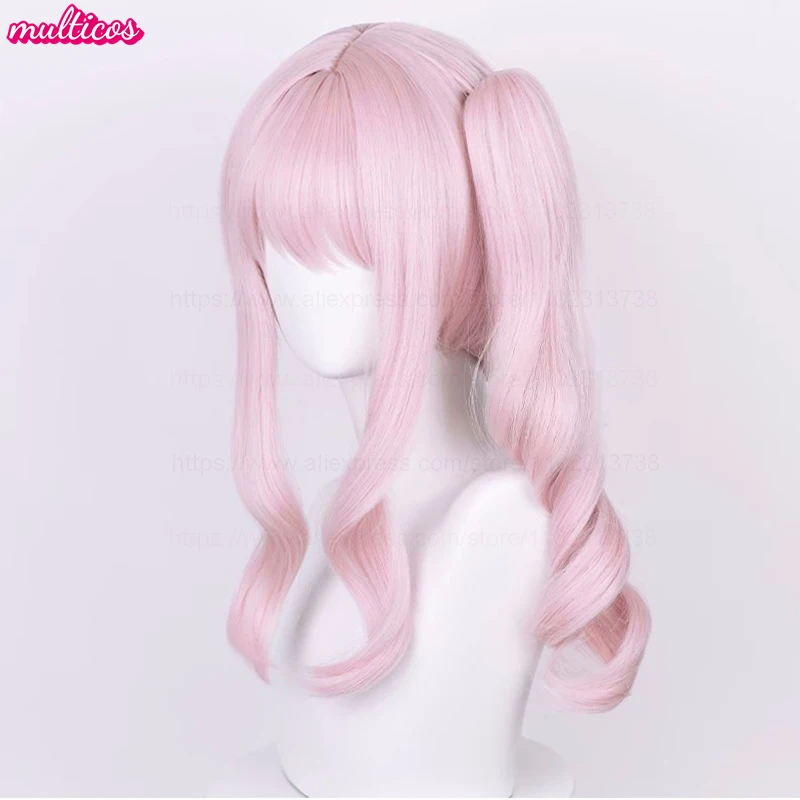 Hochwertige Anime Akiyama Mizuki Cosplay-Perücke, 45 cm lang, hellrosa, lockig, hitzebeständiges Kunsthaar, Halloween-Party-Perücken – Detail 4