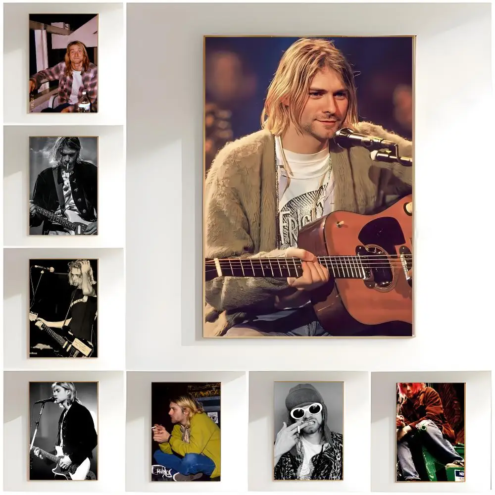 rock musician k-kurt cobain Poster Classic Wall Art  Home Decor  Peel and Stick Unframed