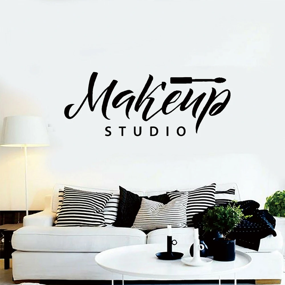 Makeup Studio Wall Stickers Cosmetics Vinyl Wallpaper Removable Window Decoration For Girls Shop Sign Posters Wall Art Decals