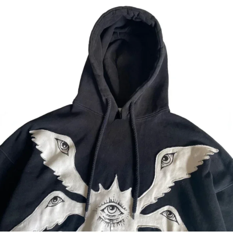 2000S Y2K Vintage Hoodies Gothic Pattern Zip Up Hoodie Winter Womens Mens Hip Hop Long Sleeve Coats Loose Hooded Sweatshirt