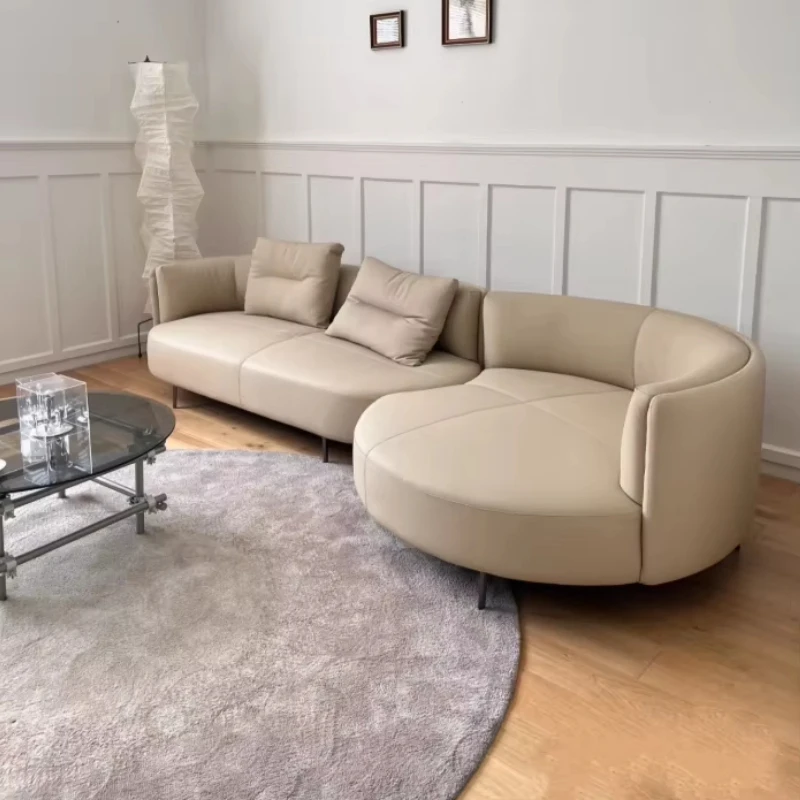 Light luxury simple design special-shaped small apartment Napa leather niche corner recliner creative Nordic style sofa