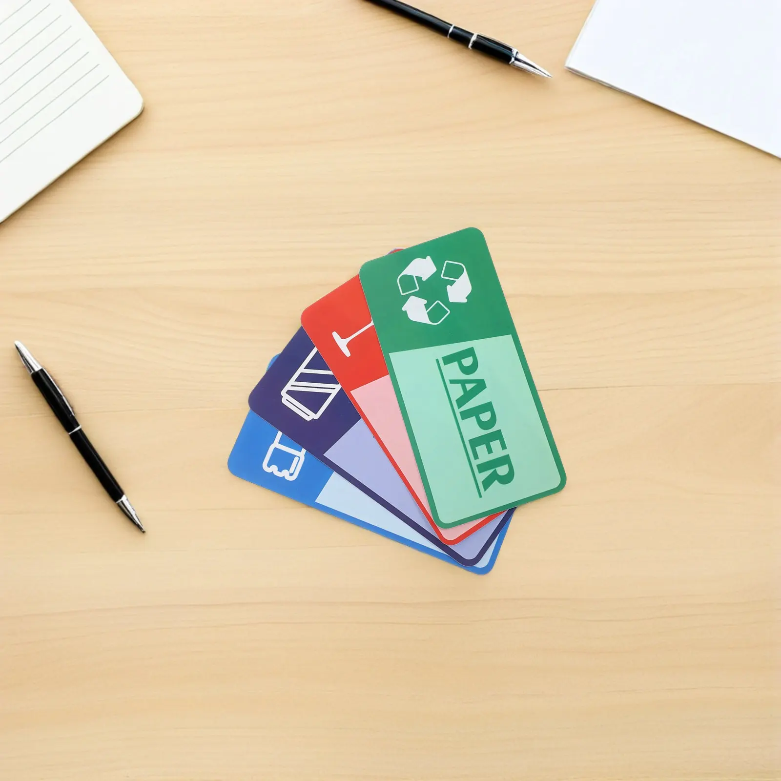 8Sheets Recycle Stickers for Trash Bins Fade-Resistant Removable Label Stickers for Containers Glass Plastic Paper Recycling