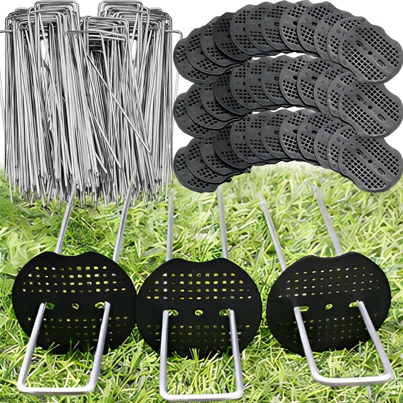 Estacas de jardín tipo U, clavos galvanizados para césped artificial, púas para fijar vallas, estacas para paisajismo, clavos para tiendas de campaña, clavos para suelo de césped