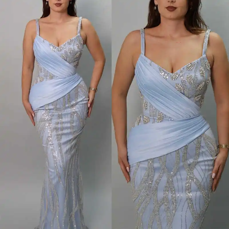 Elegant Prom Gown Strapless Evening Dress Sequins Party Prom Dresses Sleeveless Bridal Gowns Robes De Mariée Size Customized