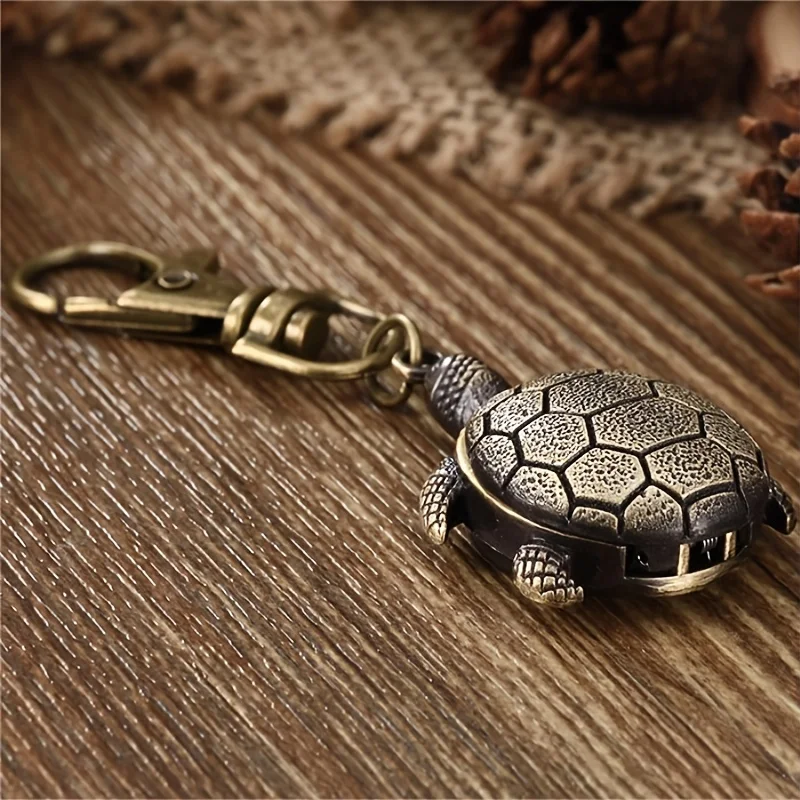 1PC Retro Cartoon Turtle Flip Kreatywny zegarek ścienny, zegarek kieszonkowy, zegarek naszyjnikowy, zegarek studencki, klucz do szkoły podstawowej